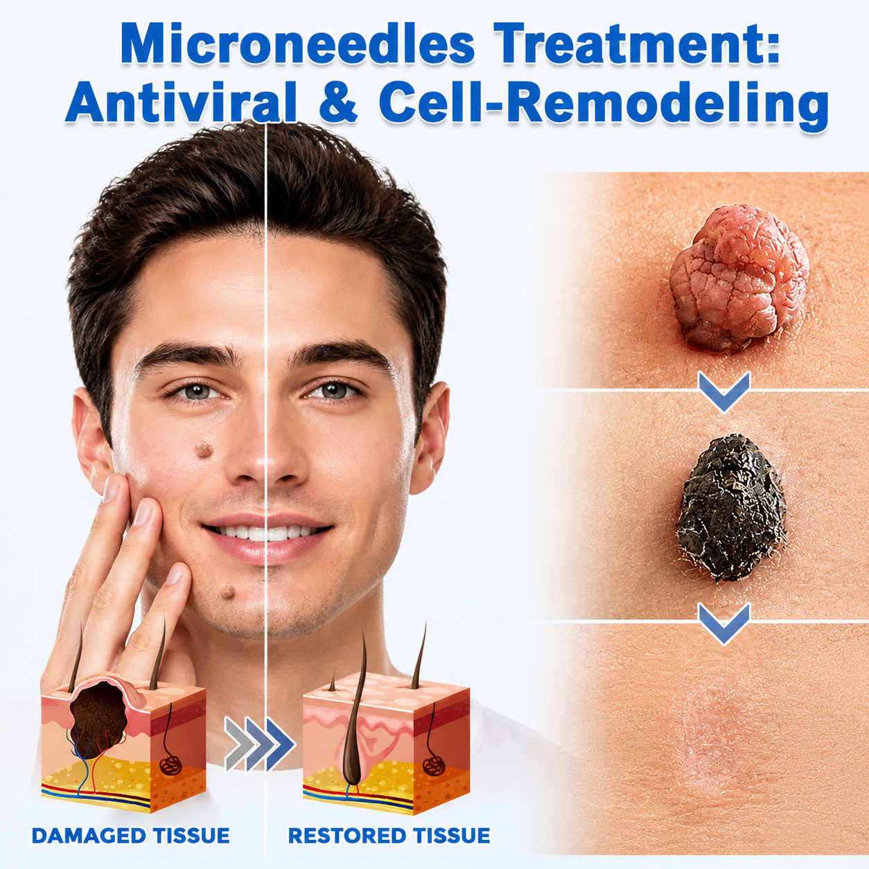 Hankihy® 2-in-1 Microneedle & Hydrocolloid Clear Patches  Targets Skin Tags, Flat Warts & Blemishes | Invisible Patch Technology for Face & Body