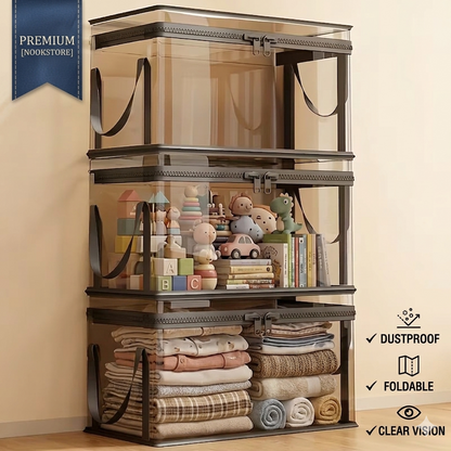 🔥Hot Sale 50% 0FF🔥Clear Flip-Top Storage Box – Space-Saving Organizer for Books, Clothes & Home Essentials-EV