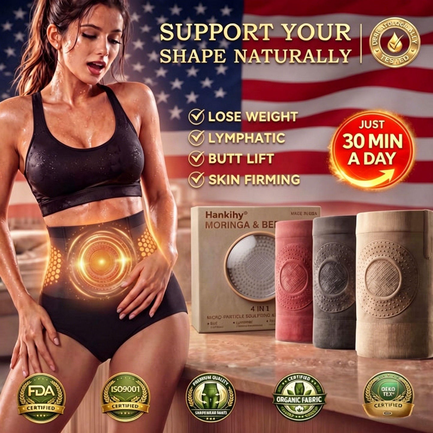Official Brand Store | 🛡️ Hankihy® 2026 Moringa & Berberine 4-in-1 Micro-Particle Shaping & Fat Burning Shorts